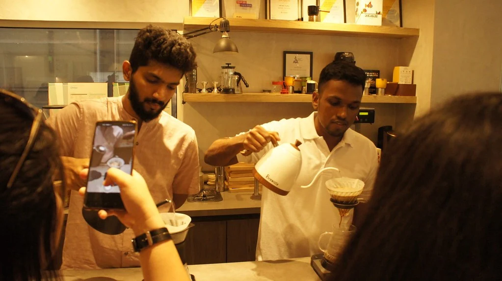 A coffee-making demonstration during the 2023 Adventure.