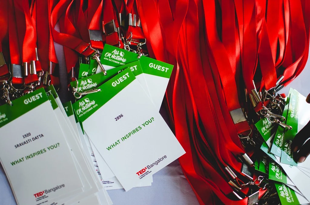 Lanyards and passes prepared for registration at All or Nothing.