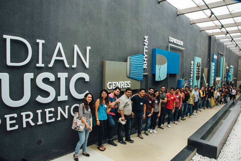 The group outside the Indian Music Experience museum at Indian Music Experience.