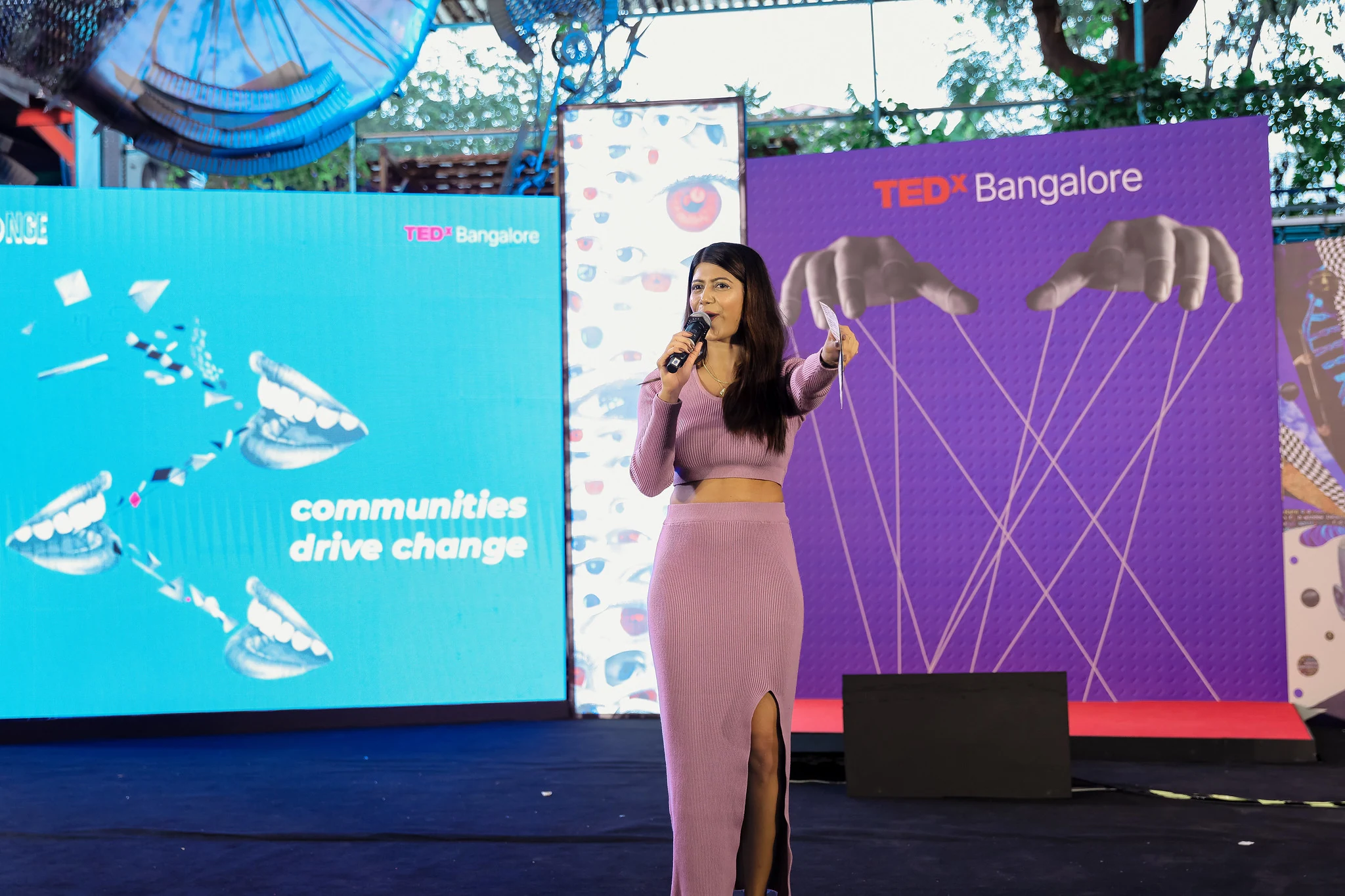 A TEDxBangalore speaker addressing the audience on the FRINGE stage